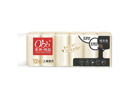 OBB本色純品壓扁無芯卷紙12卷